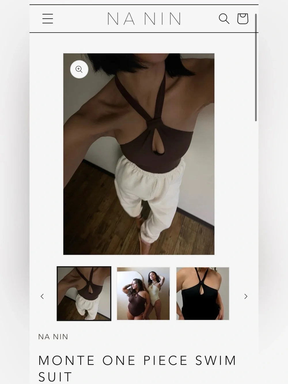 Na Nin Monte One Piece Swim - Chocolate Brown Cocoa Medium NWT